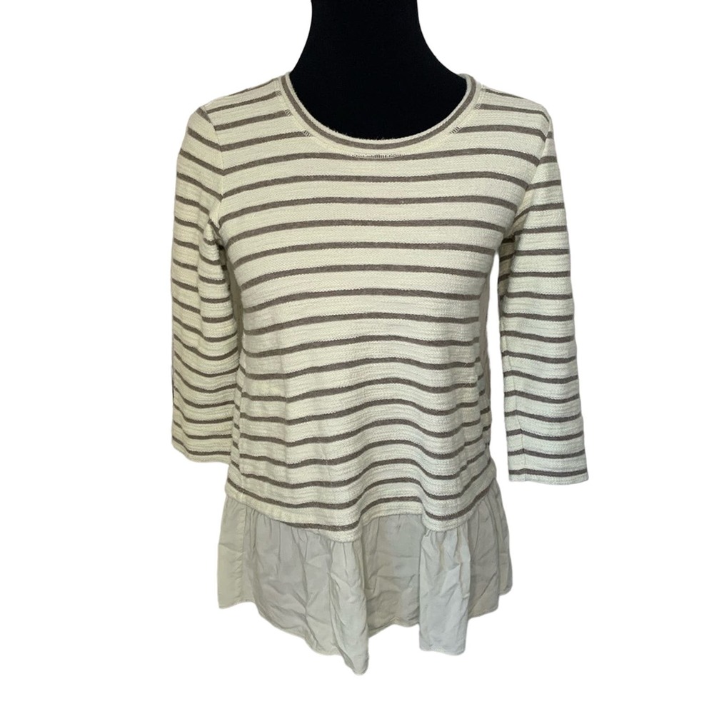 LOGO by Lori Goldstein Striped Boucle Top XXS